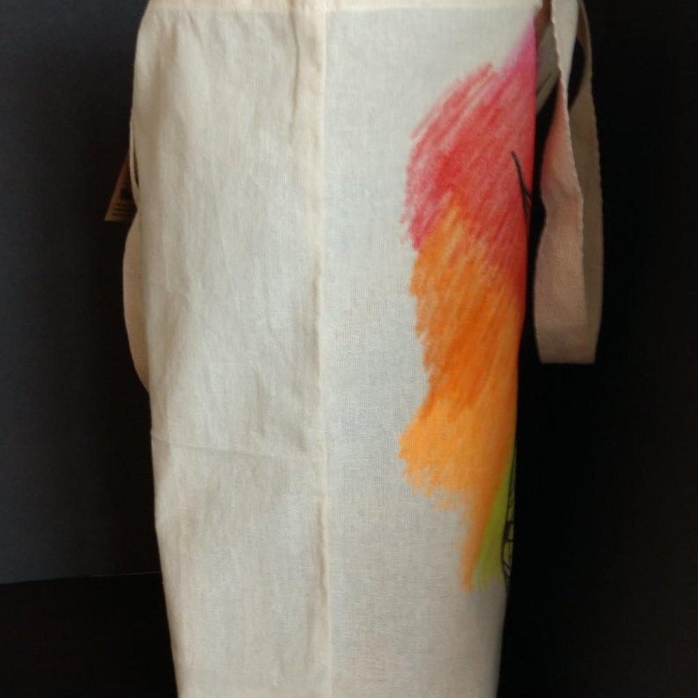 Handmade Reusable Tote Bag With Hand Painted Rainbow Pineapple Artwork 15x16x4 - Picture 13 of 16